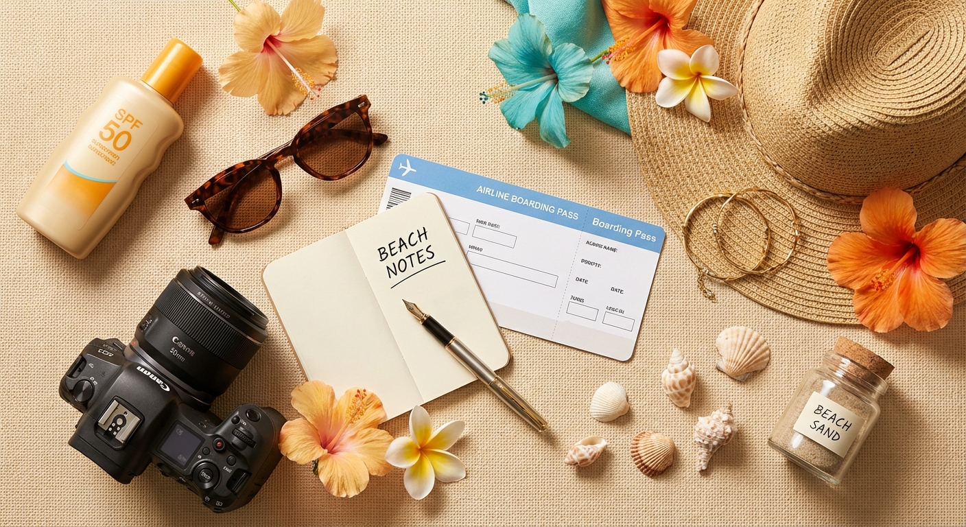 Luxury travel planning - passport, maps and sunglasses on a wooden table