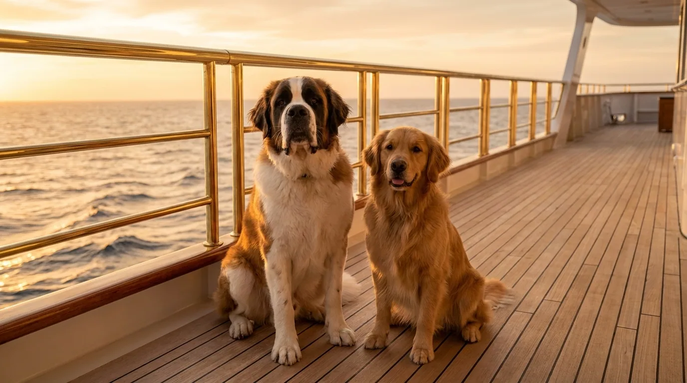 The Jaffe Premier Travel First Mates — our Saint Bernard and Golden Retriever